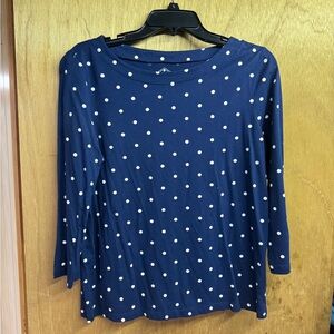St. John Collection Navy Polka Dot Long Sleeve Tee